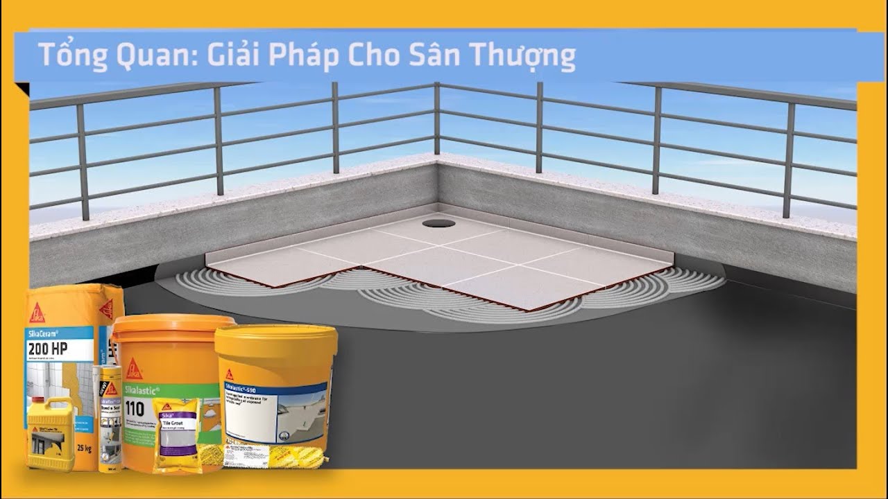 Baif 3- Hướng dẫn quy trình chống thấm sân thượng (sàn mái) có lót gạch từ VeLa Việt Nam